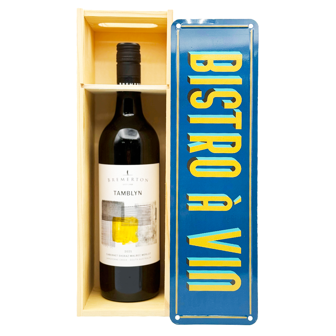 1 Bottle Wooden Box 'Bistro a Vins' with Decorative Metal Lid Each (GH2096H2144) Image