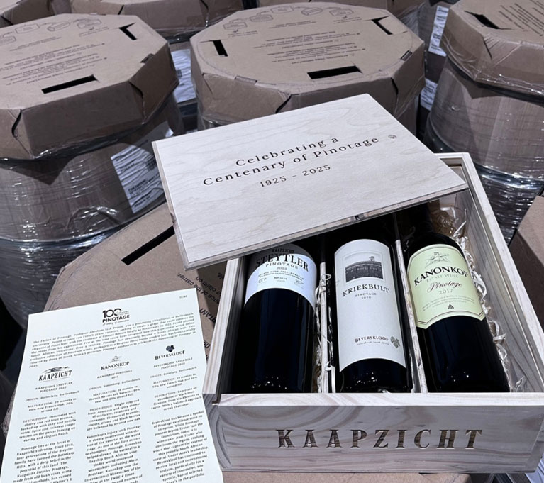 CELEBRATING A CENTENARY OF PINOTAGE 1925 - 2025 Wooden Case x 3 Bottles Image